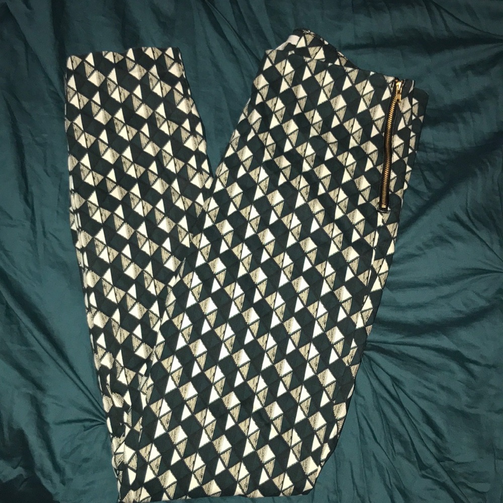 H&M Skinny Patterned Dress Pants with Side Zip